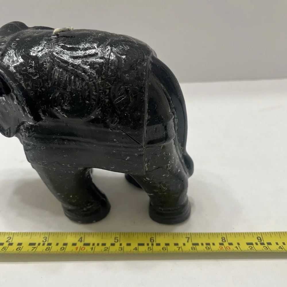 Elephant Shaped Candle Black Wax Unused Unscented Medium Size 6x7x3